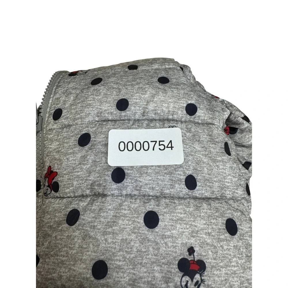 Baby Gap Disney Minnie Mouse Gray Polka Dot Puffer Jacket Hooded Ears Bow 18-24M